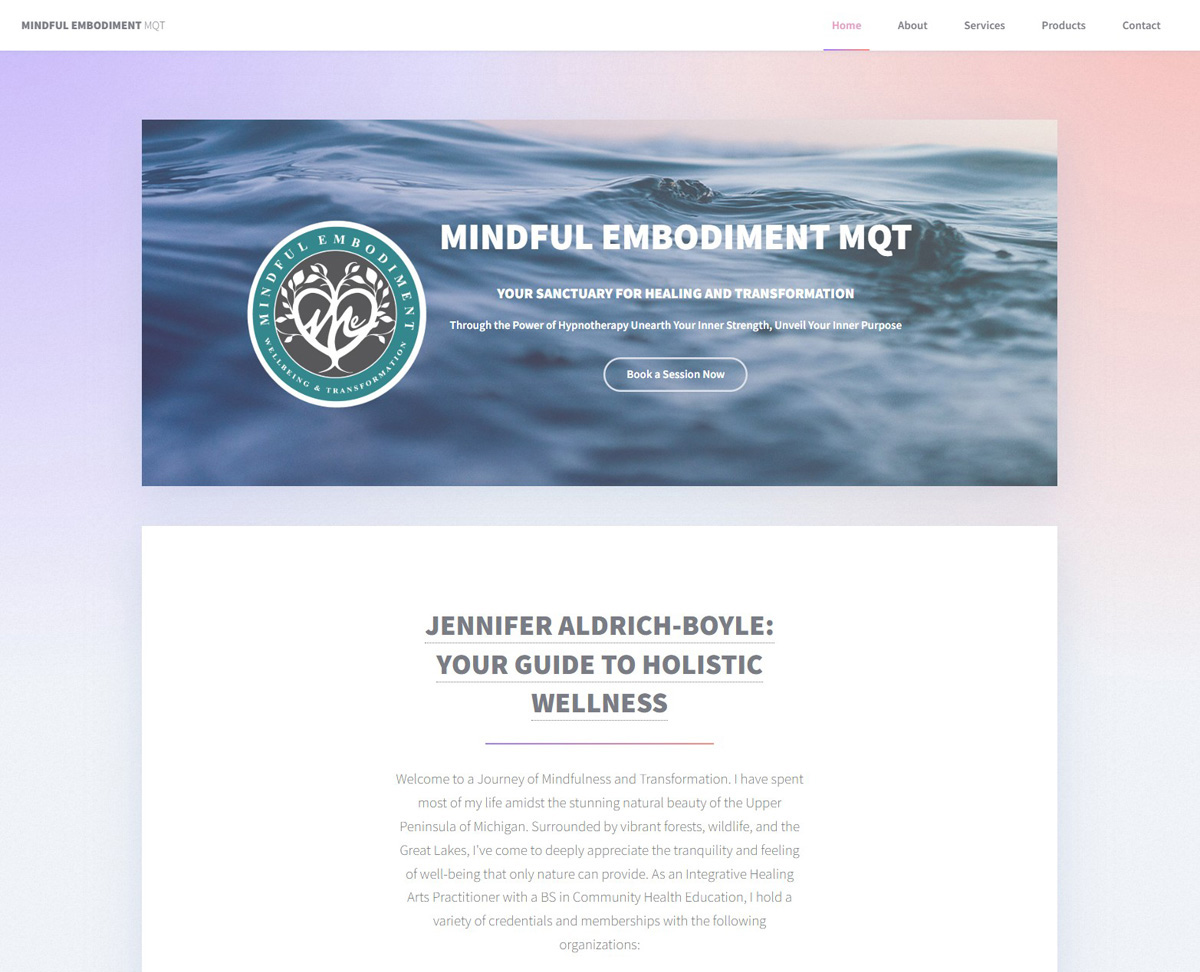 image of the landing page for Mindful Embodiment MQT