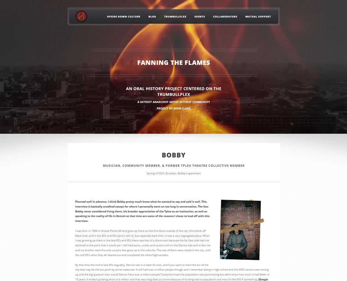 image of the landing page for Upside Down Culture